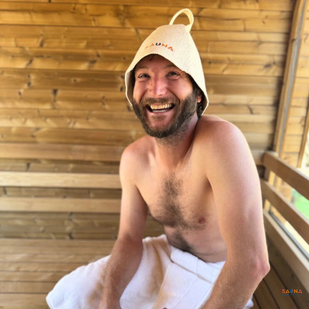 Sauna hat close-up — heat shock protein activation through sauna use